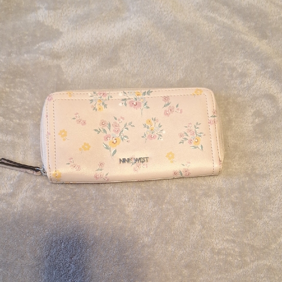 Nine West Handbags - Nine West Pale Pink Floral Zip-Around Wallet